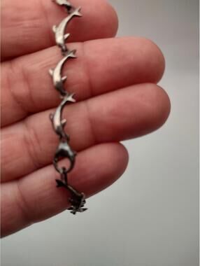 Vtg 925 Sterling Silver Dolphin Link Bracelet 6.5" 6.2g